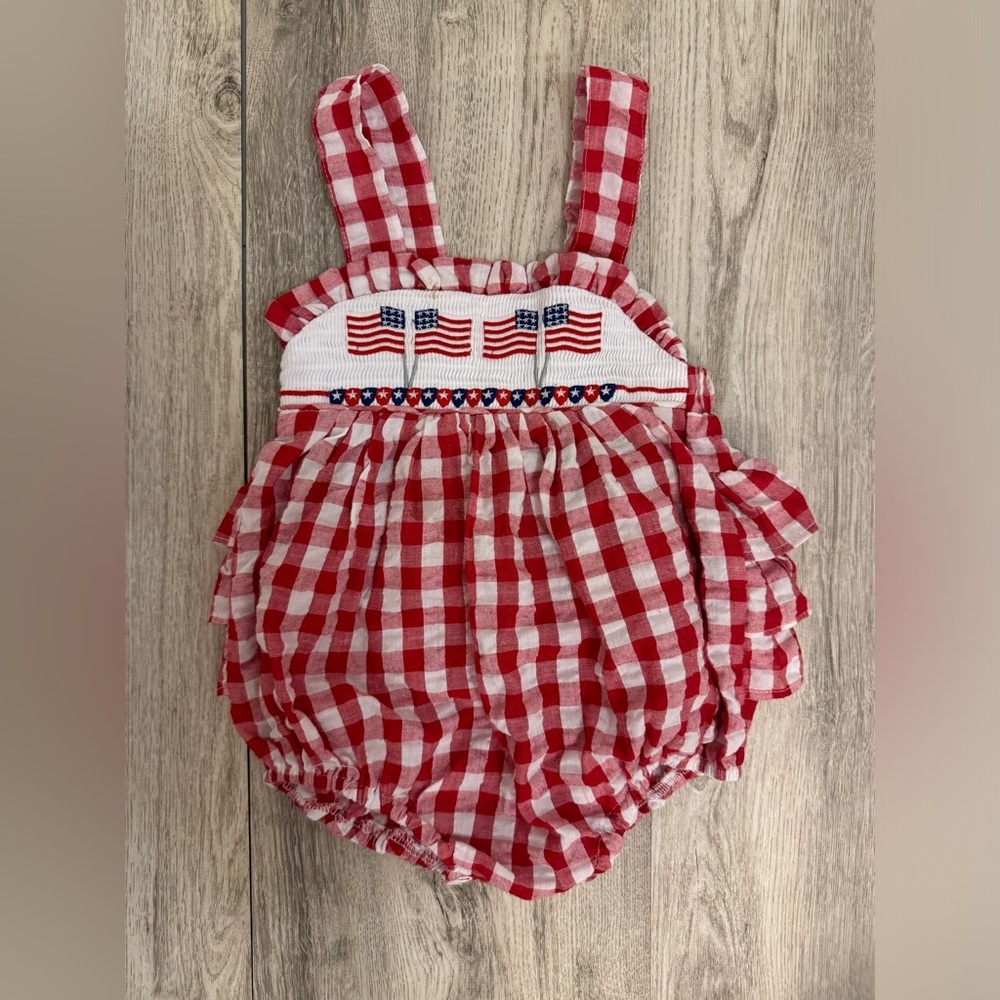 Honey Love American flag patriotic romper